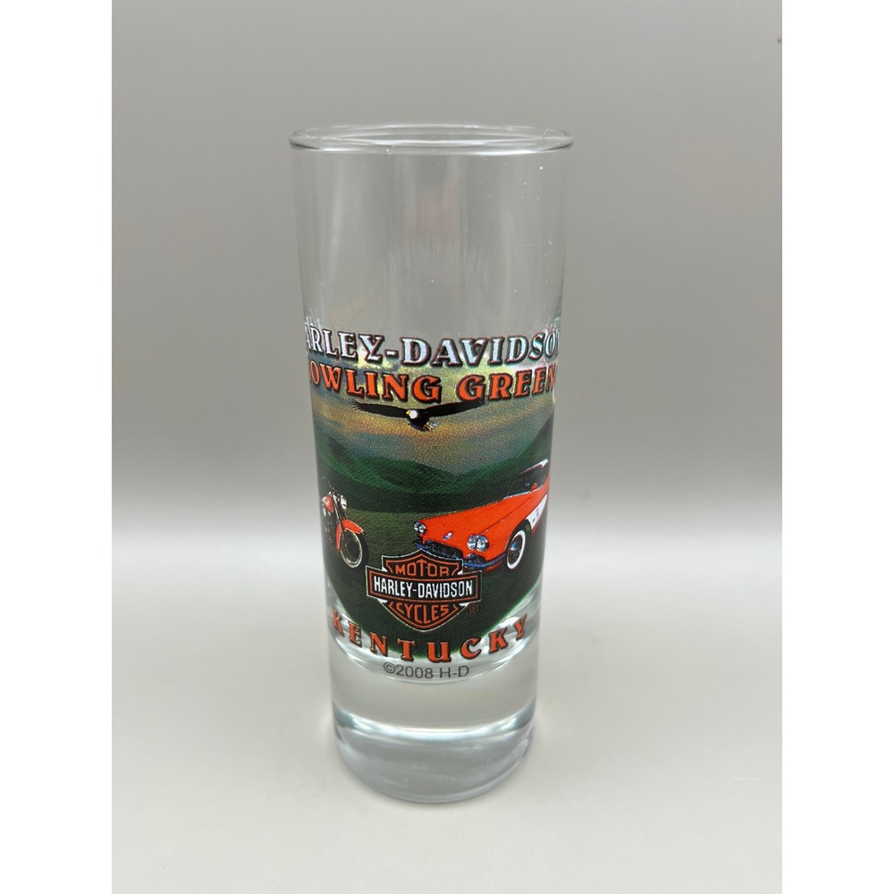 Harley-Davidson Bowling Green Kentucky Shot Glass 2008 Corvette Eagle Shooter